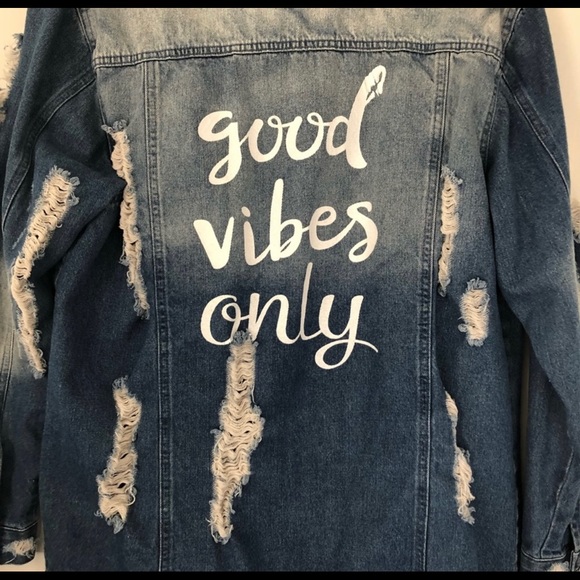 Plus Size Distressed Jean Jacket - Picture 5 of 7